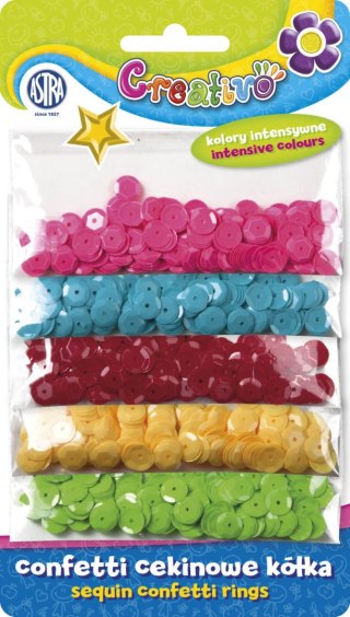 Confetti cekinowe kółka na blistrze Creativo - mix 5 kolorów 1000 sztuk