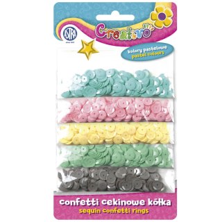 Confetti cekinowe kółka na blistrze Creativo - mix kol pastelowych 1000 szt