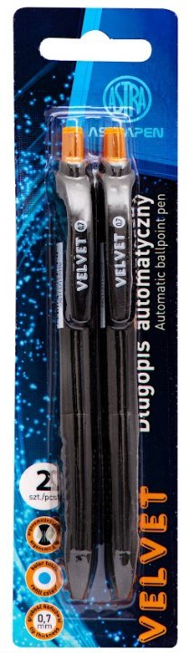 Długopis automatyczny z gumowym uchwytem 0,7 mm ASTRAPEN Velvet - 2 szt