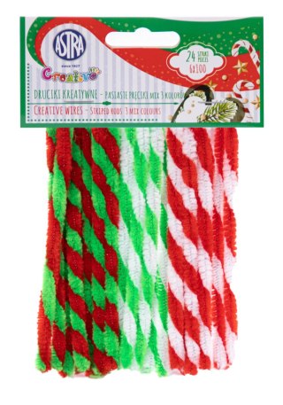 Druciki kreatywne Creativo zebra 6 x 100 mm, mix 3 kolorów 24 szt.