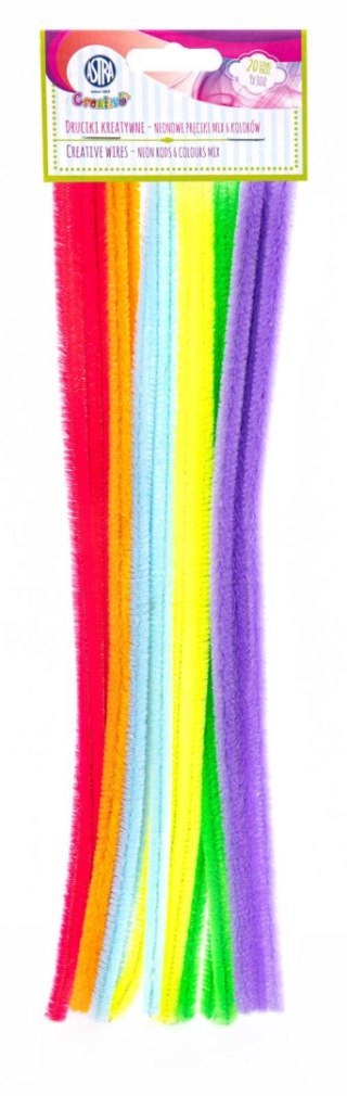 Druciki kreatywne fluorescencyjne Creativo 9 x 300 mm, mix 6 kol 20 szt.