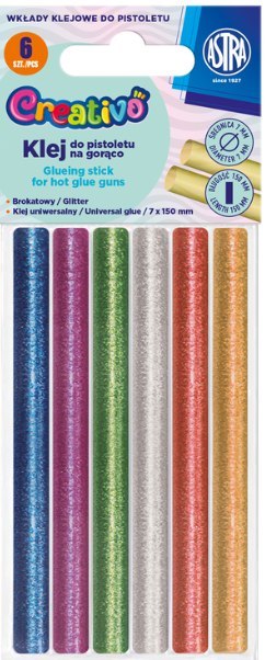 Klej do pistoletu na gorąco ASTRA Creativo kolorowy 7x150 mm - 6 szt