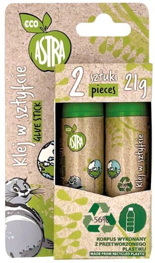 Klej w sztyfcie obudowa ekologiczna PVP ASTRA ECO 21 g - 2 szt. blister