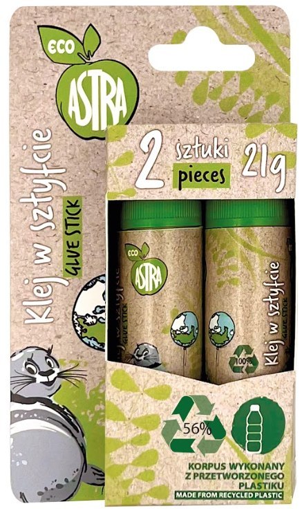 Klej w sztyfcie obudowa ekologiczna PVP ASTRA ECO 21 g - 2 szt. blister Klej w sztyfcie obudowa ekologiczna PVP ASTRA ECO 21 g - 2 szt. blister