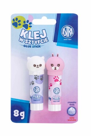 Klej w sztyfcie z nakład. 3D zwierzątka PVP ASTRA Pastel 8g 2 szt blister