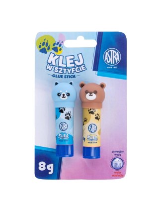 Klej w sztyfcie z nakład. 3D zwierzątka PVP ASTRA Pastel 8g 2 szt blister