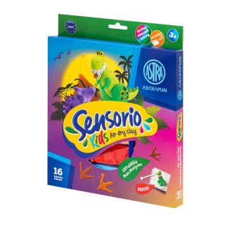 Lekka masa plastyczna Dinozaury Sensorio Kids - 16 kolorów
