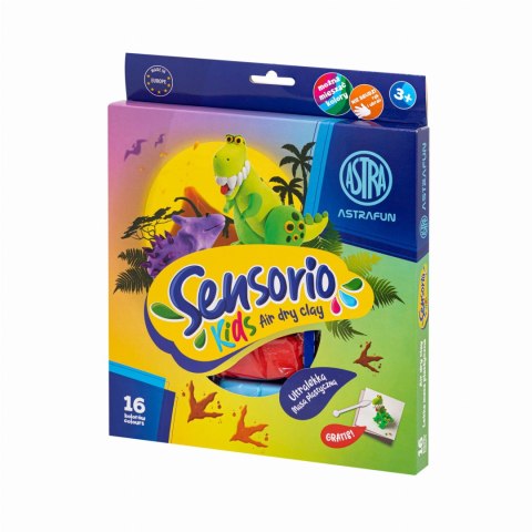 Lekka masa plastyczna Dinozaury Sensorio Kids - 16 kolorów Lekka masa plastyczna Dinozaury Sensorio Kids - 16 kolorów