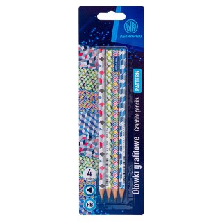 Ołówki grafitowe trójkątne HB ASTRAPEN - Patterns - 4 szt. blister