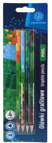 Ołówki grafitowe trójkątne HB ASTRAPEN - Pixel - 4 szt. blister