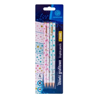 Ołówki grafitowe trójkątne HB ASTRAPEN - Stars - 4 szt. blister