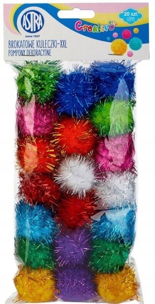 Pompony dekoracyjne brokatowe Creativo 40 mm - Brokatowe kuleczki XXL Pompony dekoracyjne brokatowe Creativo 40 mm - Brokatowe kuleczki XXL