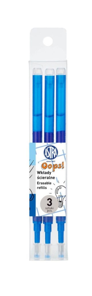 Wkłady wymazywalne niebieskie 0,6 mm ASTRAPEN OOPS! - 3 szt. PET box