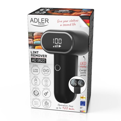 Adler | Lint remover | AD 9622 | Black | Rechargeable battery | 10 W Adler | Lint remover | AD 9622 | Black | Rechargeable battery | 10 W