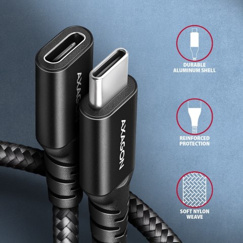 AXAGON Extension USB 20Gbps cable, 0.5 m | BUCM32-CF05AB | USB-C to USB-C AXAGON Extension USB 20Gbps cable, 0.5 m | BUCM32-CF05AB | USB-C to USB-C