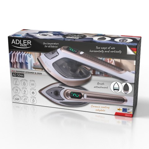 Adler 2in1 Garment Steamer and Iron | AD 5044 | Handheld | 1400 W | 0.18 L | 25 g/min | White/Gold Adler 2in1 Garment Steamer and Iron | AD 5044 | Handheld | 1400 W | 0.18 L | 25 g/min | White/Gold