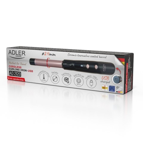 Adler Cordless Curling Iron | AD 2120 | Temperature (min) 170 °C | Display LED | Black/Rose Gold Adler Cordless Curling Iron | AD 2120 | Temperature (min) 170 °C | Display LED | Black/Rose Gold