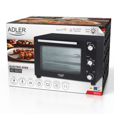 Adler Electric oven | AD 6026 | 48 L | 1800 W | Black Adler Electric oven | AD 6026 | 48 L | 1800 W | Black