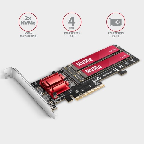 AXAGON PCIe 2x NVMe M.2 Controller | PCEM2-ND AXAGON PCIe 2x NVMe M.2 Controller | PCEM2-ND