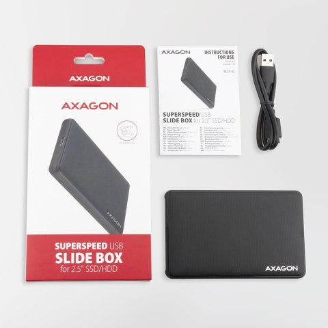 AXAGON Screwless USB 3.2 Gen 1 - SATA 6G external box for 2.5" SSD/HDD AXAGON Screwless USB 3.2 Gen 1 - SATA 6G external box for 2.5" SSD/HDD