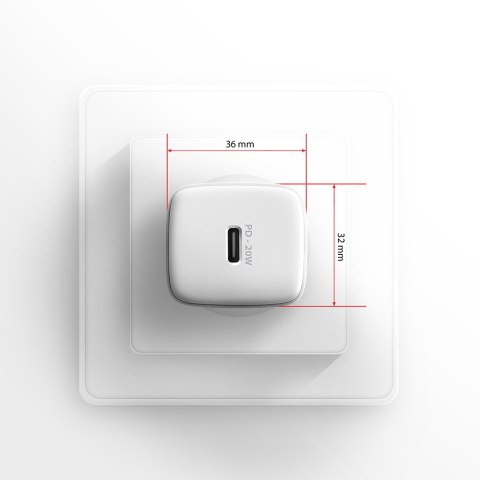AXAGON Wallcharger 1x port USB-C, PD3.0 / PPS /QC4+/AFC/FCP/Apple, 20W | ACU-PD20W