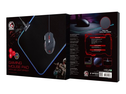 Cablexpert Gaming mouse pad with LED light effect, M-size | MP-GAMELED-M | Illuminated mouse pad | 250 x 350 x 4 mm | Black Cablexpert Gaming mouse pad with LED light effect, M-size | MP-GAMELED-M | Illuminated mouse pad | 250 x 350 x 4 mm | Black