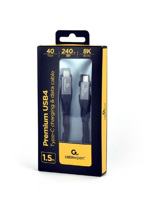 Cablexpert Premium USB 4 Type-C charging and data cable | CCBP-USB4-CMCM240-1.5M | Black | 24 pin USB-C - male | 1.5 m Cablexpert Premium USB 4 Type-C charging and data cable | CCBP-USB4-CMCM240-1.5M | Black | 24 pin USB-C - male | 1.5 m