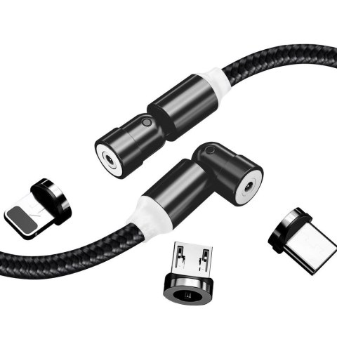 ColorWay Cable 3in1 (Lightning+MicroUSB+Type-C) Magnetic Rotation 540° 2.4А, 1m | CW-CBUU037-BK ColorWay Cable 3in1 (Lightning+MicroUSB+Type-C) Magnetic Rotation 540° 2.4А, 1m | CW-CBUU037-BK