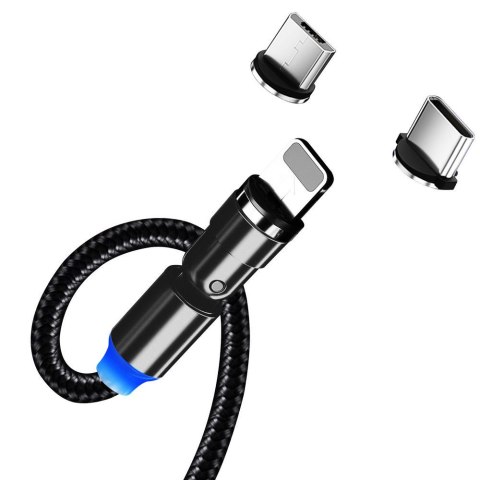 ColorWay Cable 3in1 (Lightning+MicroUSB+Type-C) Magnetic Rotation 540° 2.4А, 1m | CW-CBUU037-BK ColorWay Cable 3in1 (Lightning+MicroUSB+Type-C) Magnetic Rotation 540° 2.4А, 1m | CW-CBUU037-BK