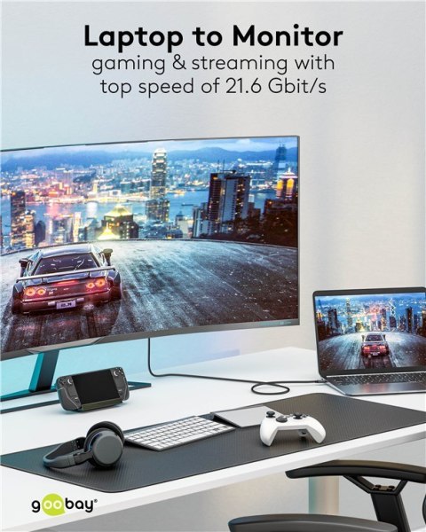 Goobay USB-C to DisplayPort Cable 4K at 60 Hz, 1 m | 75704 Goobay USB-C to DisplayPort Cable 4K at 60 Hz, 1 m | 75704
