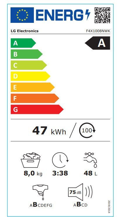 LG Washing Machine | F4X1008NWK | Energy efficiency class A | Front loading | Washing capacity 8 kg | 1350 RPM | Depth 56 cm | W LG Washing Machine | F4X1008NWK | Energy efficiency class A | Front loading | Washing capacity 8 kg | 1350 RPM | Depth 56 cm | W