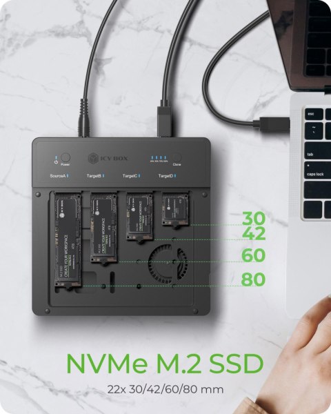 Raidsonic 4-Bays USB4 Duplicator (1:3 clone) for NVMe M.2 SSD | IB-4013MCL-C4 Raidsonic 4-Bays USB4 Duplicator (1:3 clone) for NVMe M.2 SSD | IB-4013MCL-C4