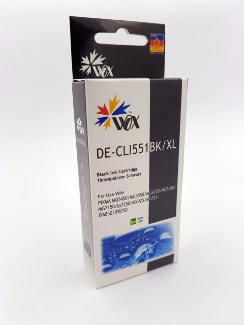 Tusz Wox Black CANON CLI 551BK zamiennik CLI551BK (6508B001) Tusz Wox Black CANON CLI 551BK zamiennik CLI551BK (6508B001)