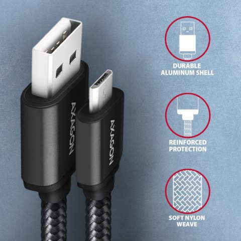 AXAGON Data and charging cable, 1.5 m | BUMM-AM15AB | USB Type A to USB Type Micro AXAGON Data and charging cable, 1.5 m | BUMM-AM15AB | USB Type A to USB Type Micro