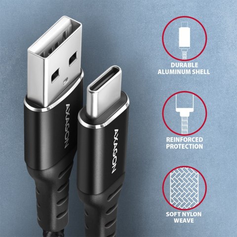 AXAGON Data and charging cable, 2 m | BUCM-AM20AB | USB Type-C to USB Type-A AXAGON Data and charging cable, 2 m | BUCM-AM20AB | USB Type-C to USB Type-A