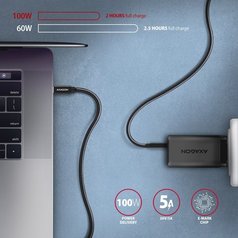 AXAGON SPEED + USB-C, USB 20Gbps Cable, 0.5 m | BUCM32-CM05AB | USB Type-C to USB Type-C