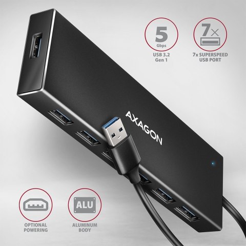 AXAGON SuperSpeed USB-A FLAT Hub | HUE-F7A AXAGON SuperSpeed USB-A FLAT Hub | HUE-F7A