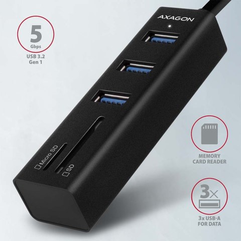 AXAGON SuperSpeed USB-A Hub and Card Reader | HMA-CR3A AXAGON SuperSpeed USB-A Hub and Card Reader | HMA-CR3A