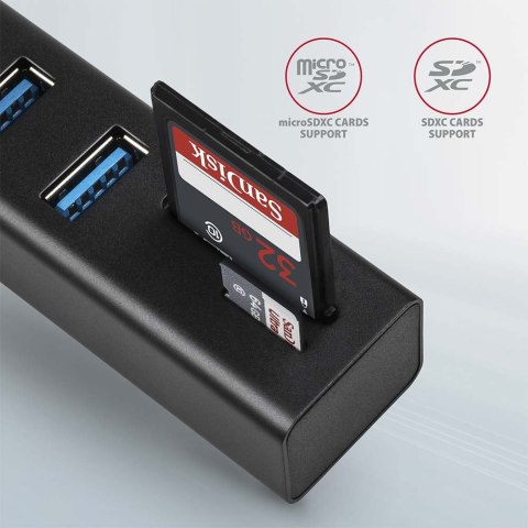 AXAGON SuperSpeed USB-A Hub and Card Reader | HMA-CR3A AXAGON SuperSpeed USB-A Hub and Card Reader | HMA-CR3A
