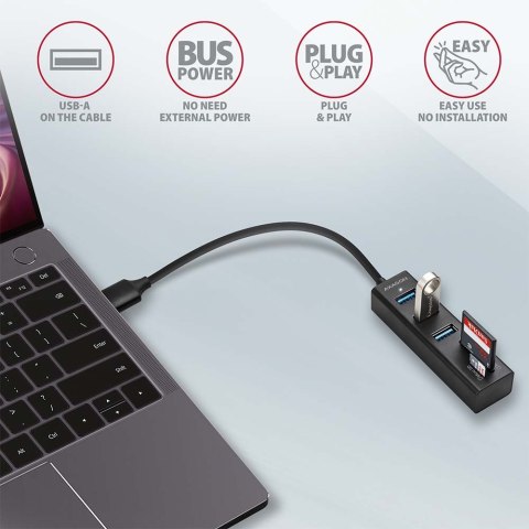 AXAGON SuperSpeed USB-A Hub and Card Reader | HMA-CR3A AXAGON SuperSpeed USB-A Hub and Card Reader | HMA-CR3A
