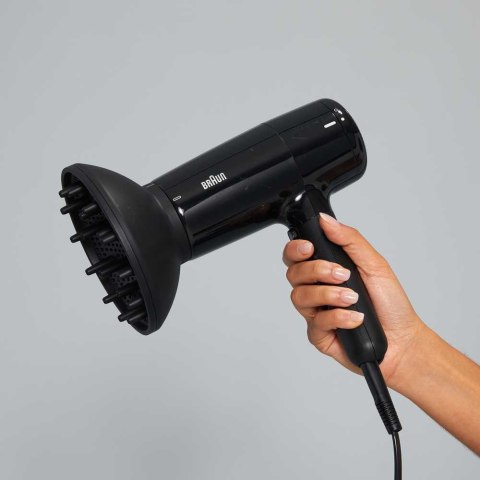 Braun Hair dryer | BRHD225E | 2200 W | Number of temperature settings 3 | Ionic function | Diffuser nozzle | Black Braun Hair dryer | BRHD225E | 2200 W | Number of temperature settings 3 | Ionic function | Diffuser nozzle | Black