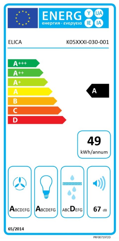Elica | Hood | JUNO WH/F/50 | Wall mounted | Energy efficiency class A | Width 50 cm | 700 m³/h | Push buttons | LED | White Elica | Hood | JUNO WH/F/50 | Wall mounted | Energy efficiency class A | Width 50 cm | 700 m³/h | Push buttons | LED | White