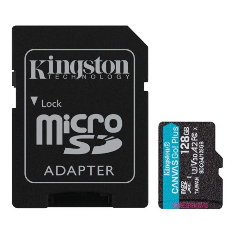 Kingston | Canvas Go! Plus | 128 GB | microSD | Flash memory class Class 10, UHS-I, U3, V30, A2 Kingston | Canvas Go! Plus | 128 GB | microSD | Flash memory class Class 10, UHS-I, U3, V30, A2