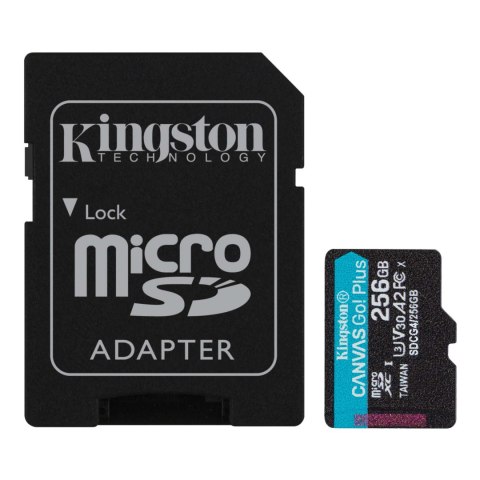 Kingston | Canvas Go! Plus | 256 GB | microSD | Flash memory class Class 10, UHS-I, U3, V30, A2 Kingston | Canvas Go! Plus | 256 GB | microSD | Flash memory class Class 10, UHS-I, U3, V30, A2