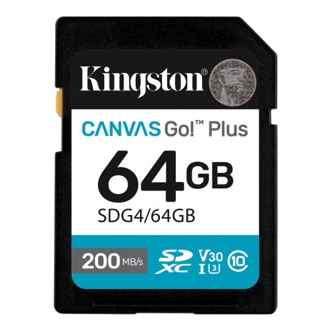 Kingston | Canvas Go! Plus | 64 GB | SD | Flash memory class Class 10, UHS-I, U3, V30 Kingston | Canvas Go! Plus | 64 GB | SD | Flash memory class Class 10, UHS-I, U3, V30