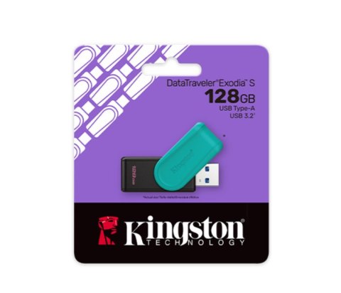 Kingston USB Flash Drive | DataTraveler Exodia S | 128 GB | USB 3.2 Gen 1 | Black/Turquoise Kingston USB Flash Drive | DataTraveler Exodia S | 128 GB | USB 3.2 Gen 1 | Black/Turquoise