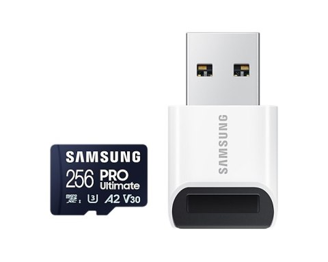 Samsung | Karta microSD z czytnikiem kart | PRO Ultimate | 256 GB | Karta pamięci microSDXC | Pamięć flash klasy U3, V30, A2 Samsung | Karta microSD z czytnikiem kart | PRO Ultimate | 256 GB | Karta pamięci microSDXC | Pamięć flash klasy U3, V30, A2