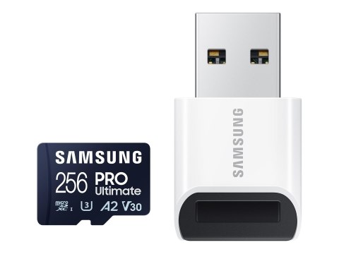 Samsung | Karta microSD z czytnikiem kart | PRO Ultimate | 256 GB | Karta pamięci microSDXC | Pamięć flash klasy U3, V30, A2 Samsung | Karta microSD z czytnikiem kart | PRO Ultimate | 256 GB | Karta pamięci microSDXC | Pamięć flash klasy U3, V30, A2