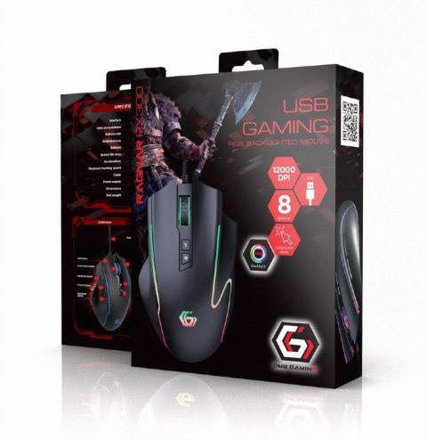 Gembird | Mysz USB do gier z podświetleniem RGB | MUSG-RAGNAR-RX300 | Mysz optyczna | Czarny Gembird | Mysz USB do gier z podświetleniem RGB | MUSG-RAGNAR-RX300 | Mysz optyczna | Czarny