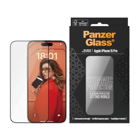 PanzerGlass Ceramic Protection dla iPhone 15 Pro | Ultra-Wide Fit z EasyAligner | PanzerGlass PanzerGlass Ceramic Protection dla iPhone 15 Pro | Ultra-Wide Fit z EasyAligner | PanzerGlass
